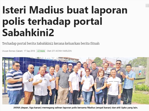 Isteri Madius buat laporan polis terhadap portal Sabahkini2