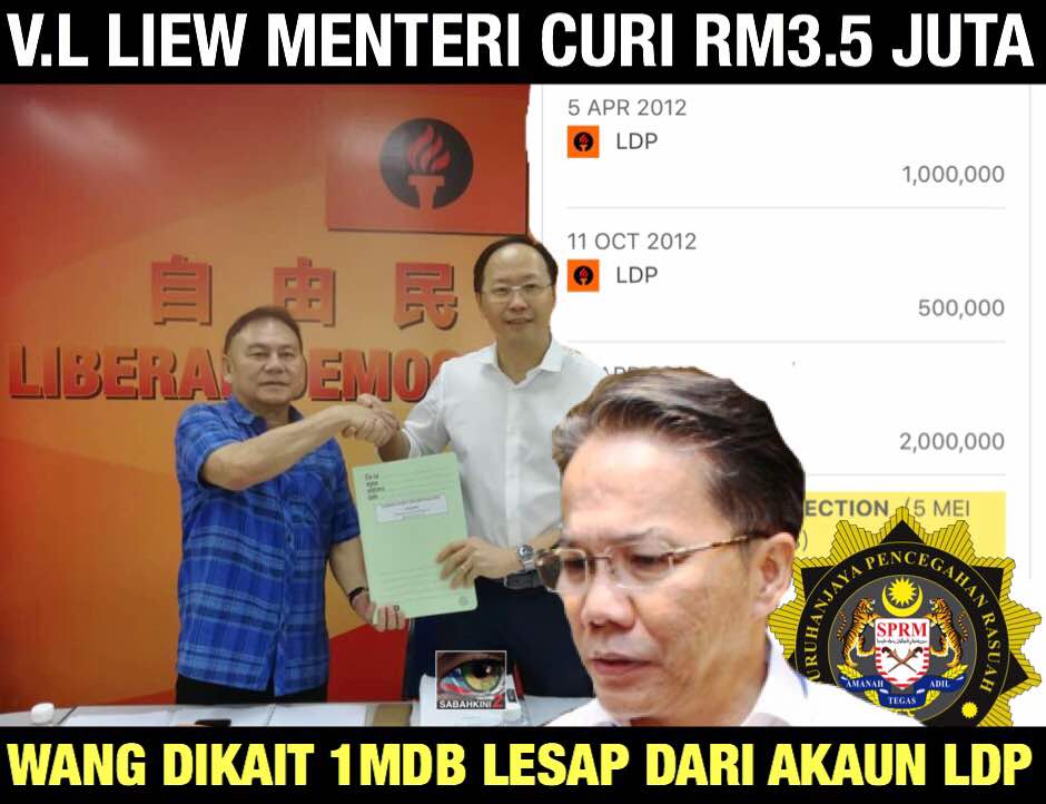 LDP sahkan Menteri V.K Liew curi RM3.5 juta wang dikait 1MDB dari akaun parti