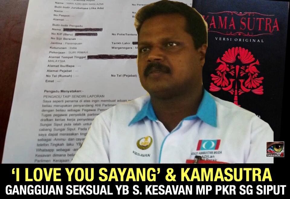 'Ammu cyg, I love you', - Wanita lapor polis gangguan seksual YB S.Kesavan MP PKR Sg Siput