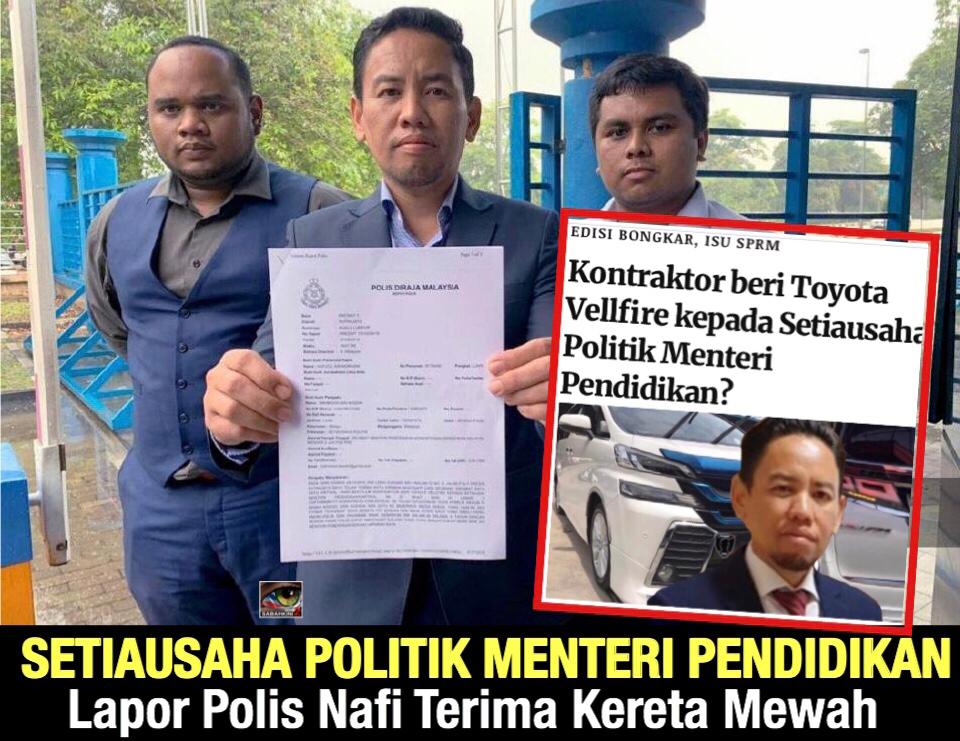 Setiausaha Politik Menteri Pendidikan lapor polis nafi terima kereta mewah