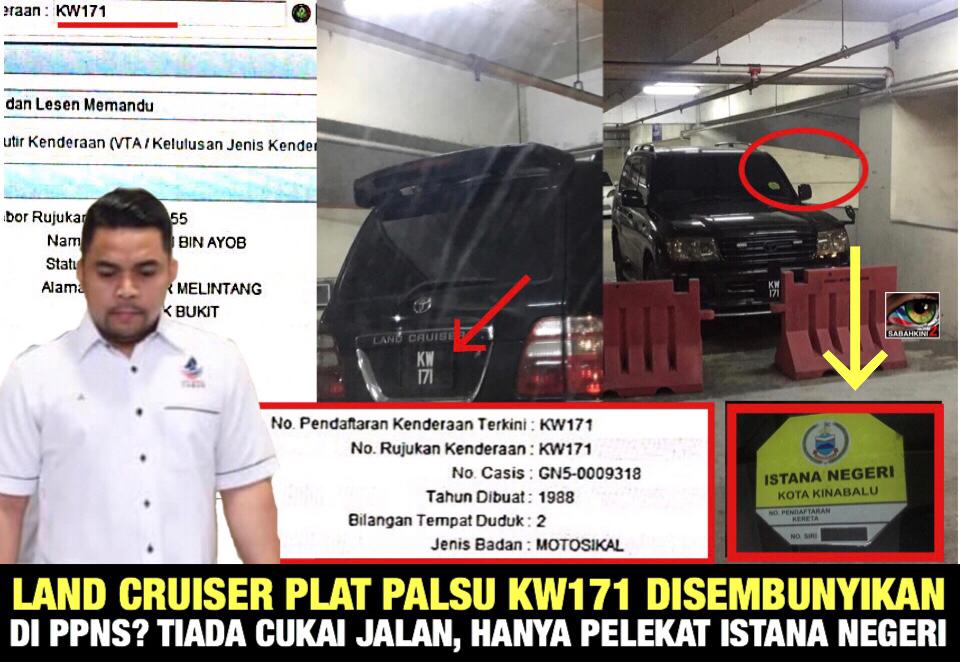 Kini Ketua Warisan Sepanggar sembunyikan Land Cruiser plat palsu KW171 di PPNS guna pelekat Istana?
