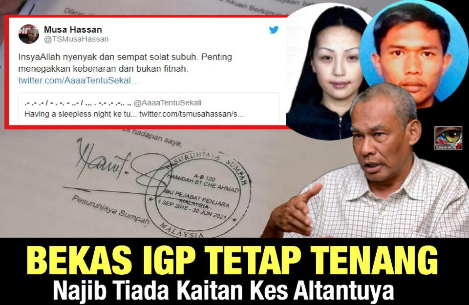 Tetap tenang, tidur nyenyak, bekas IGP pertahan kebenaran Najib tiada kaitan kes Altantuya