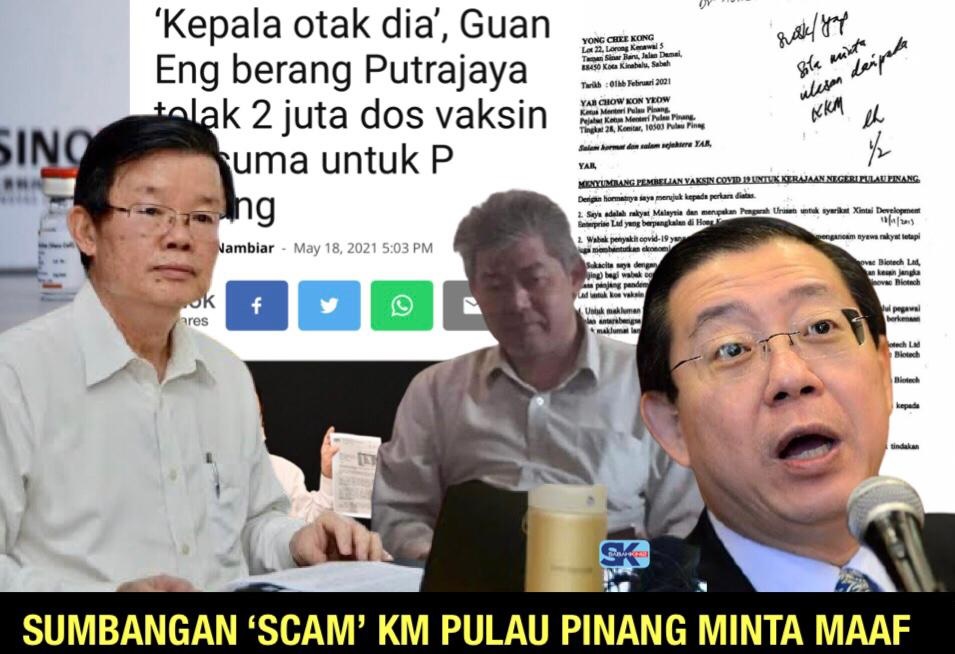 Sumbangan 'Scam' : KM Pulau Pinang mohon maaf, Lim Guan Eng terkena 'kepala otak dia'