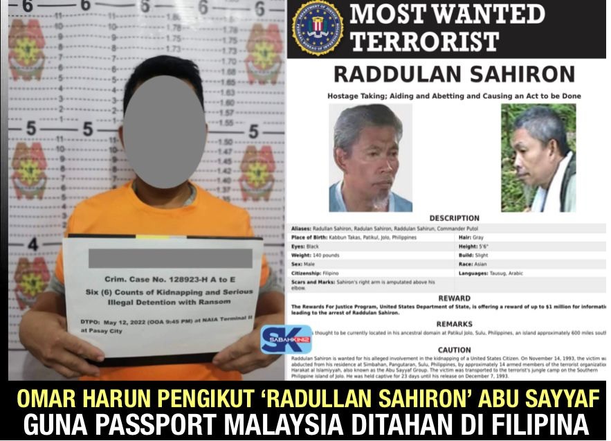Omar Harun pengikut 'Radullan Sahiron' Abu Sayyaf guna pasport Malaysia ditahan di Manila
