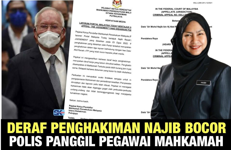 Deraf penghakiman Najib bocor polis panggil pegawai mahkamah