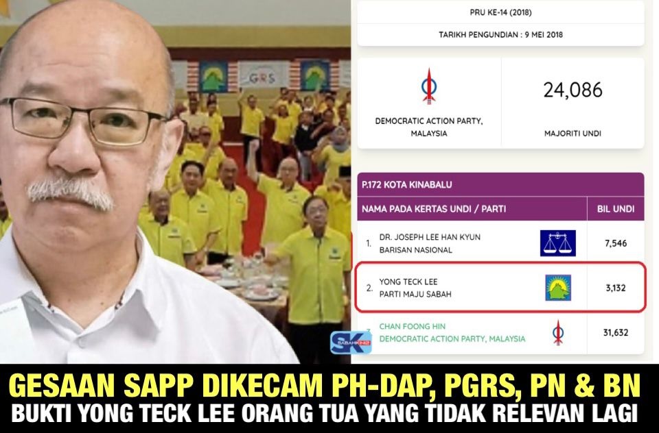 Gesaan SAPP dikecam PH-DAP, PGRS, PN dan BN bukti Yong Teck Lee orang tua yang tidak relevan lagi